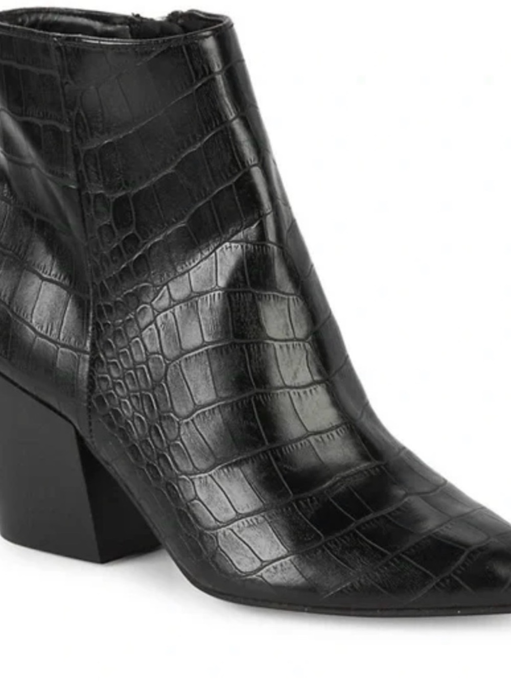 Dolce Vita Black Croc-Embossed Pointed Toe Ankle Boots